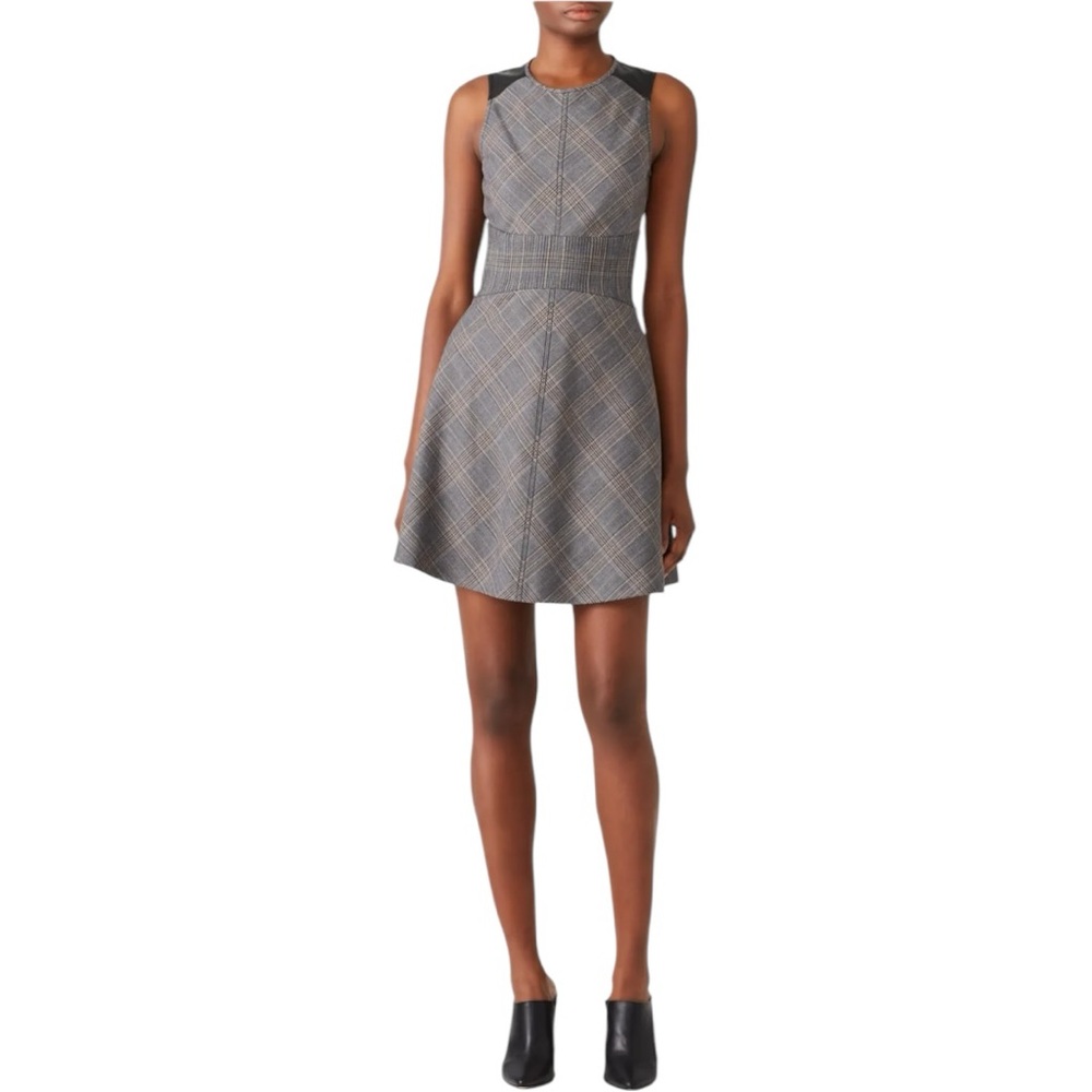 Derek Lam 10 Crosby Grey Plaid Corset Waist Dress size 14 Fit & Flare Sleeveless